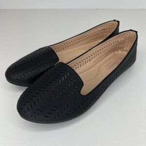 Forever Comfort Womens Cushioned Black Slip On Size 7.5 Ballet Flats Shoes